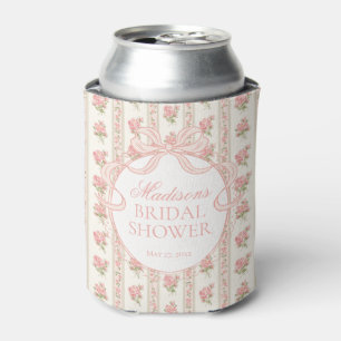 Peach and Beige Fancy Floral Bridal Shower Favor Can Cooler