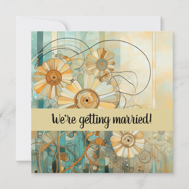 Peach and Beige Floral Abstract Invitation (Front)