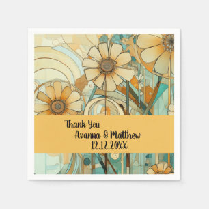 Peach and Beige Floral Abstract Napkin