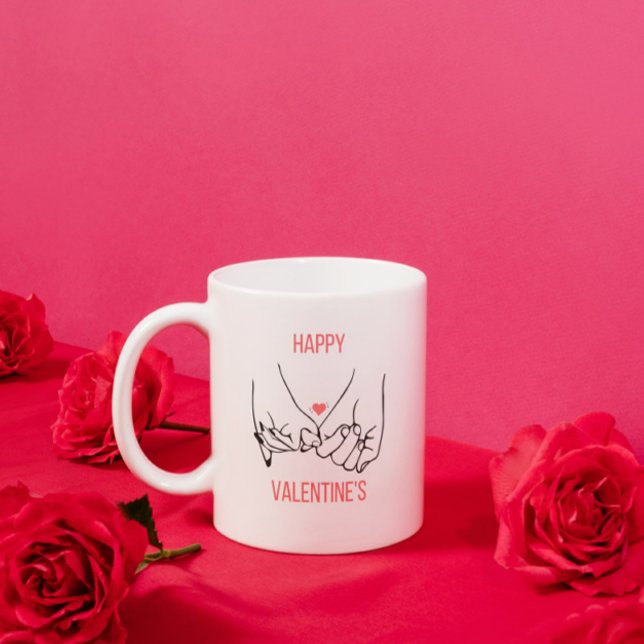 Peach and Black Aesthetic Happy Valentine's  Coffee Mug (Creator Uploaded)