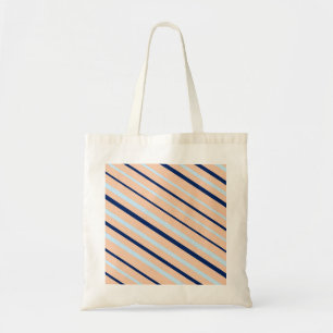 Peach and Blue Diagonal Striped Tote Bag
