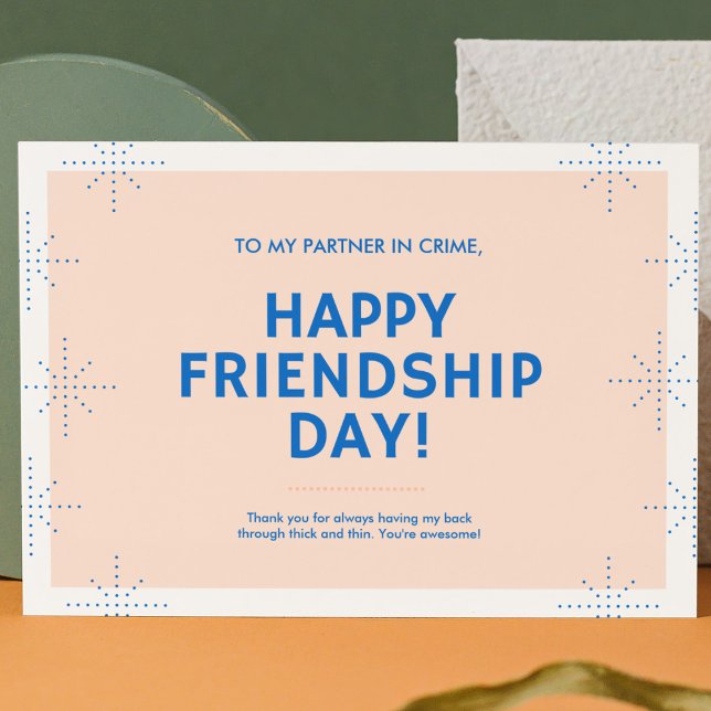 Peach and Blue Dot Pattern Friendship Day Holiday Postcard (Creator Uploaded)