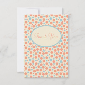 Peach and Blue Dot Thank You Card