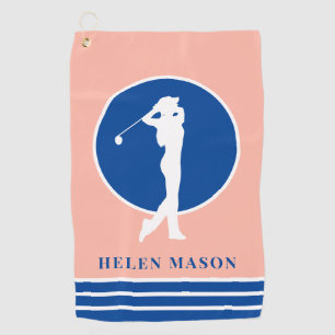 Peach and Blue Ladies Golf Towel