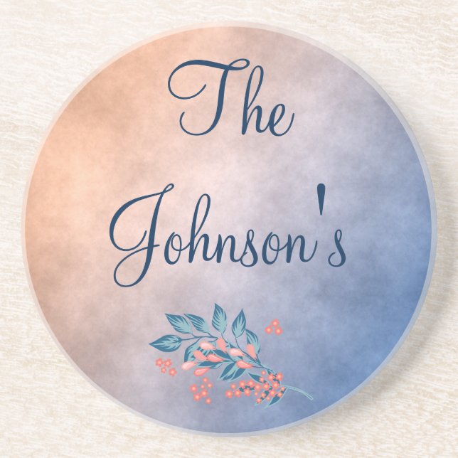 Peach and Blue Parchment gradient Coaster (Front)