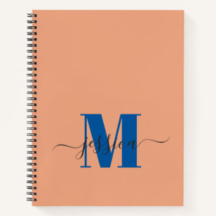 Peach and Blue Personalised Monogram Notebook