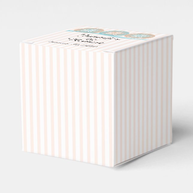 Peach and Blue Sand Dollars Beach Wedding Favour Box (Front Side)