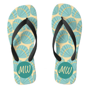 Peach and Blue Sea Shell Pattern Jandals
