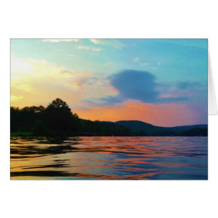 Peach and Blue Sunset on mountain Lake