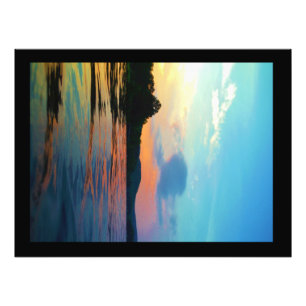 Peach and Blue Sunset on mountain Lake Photo Print