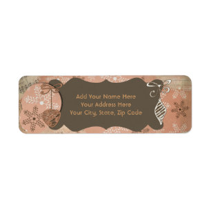 Peach and Brown Snowflake Holiday Address Labels