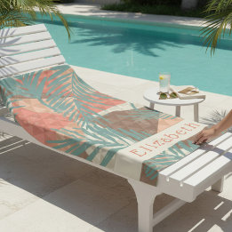 Peach and Brown Tropical Custom Beach Towel