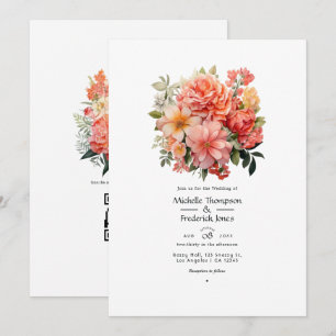 Peach and Coral Floral Wedding Invitation