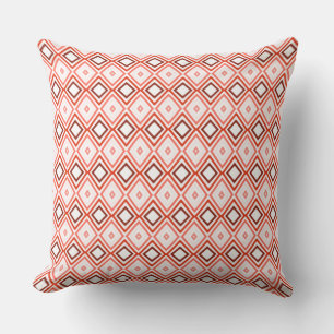 Peach And Coral Patterned Cushion