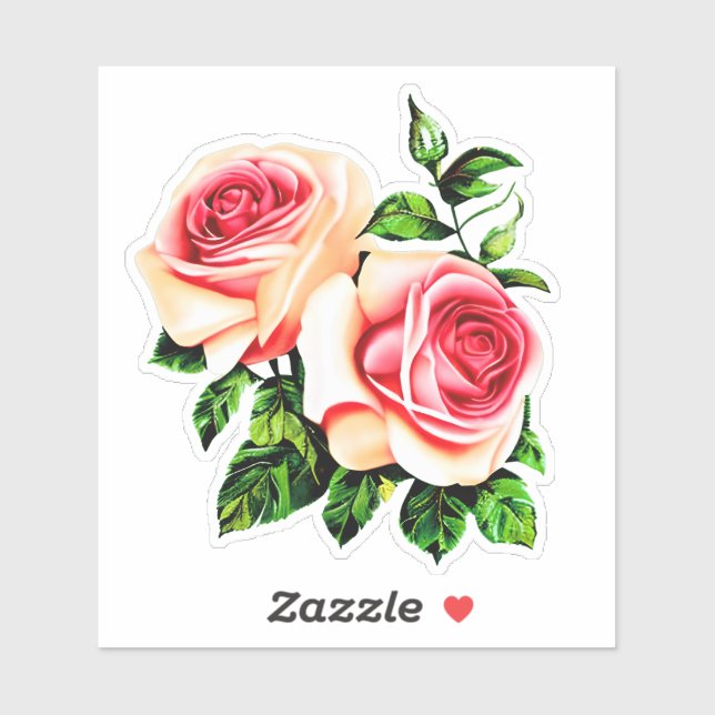 Peach and Coral Pink Roses  (Sheet)
