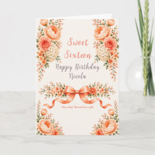 Peach and Coral Sweet Sixteen Card