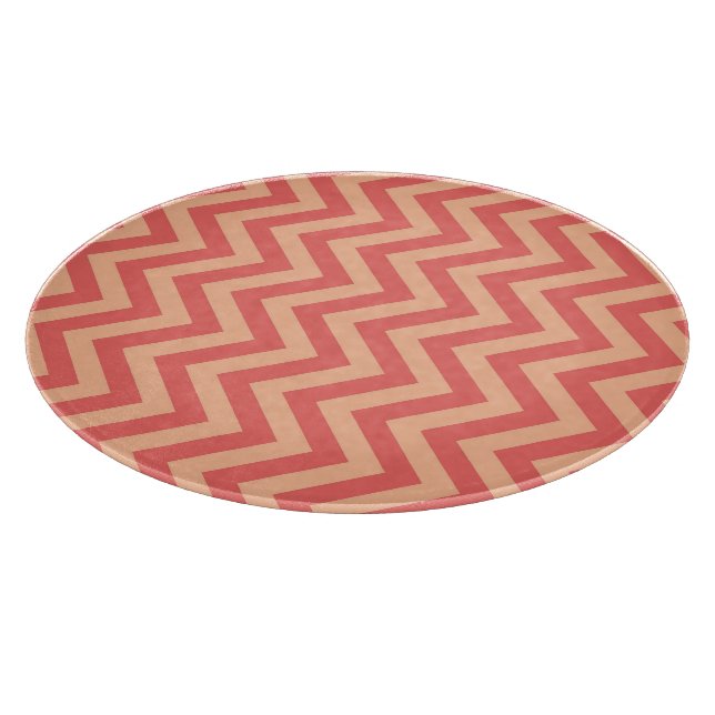 Peach and Cranberry Chevron Cutting Board (Corner)