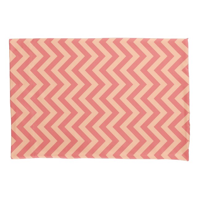 Peach and Cranberry Chevron Pillowcase (Front)
