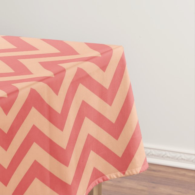Peach and Cranberry Chevron Tablecloth (In Situ)