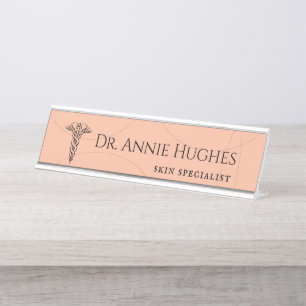 Peach and Cream Doctor Skin Specialist Desk Name Plate