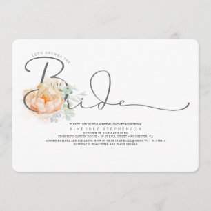 Peach and Cream Floral Script Bridal Shower Invitation
