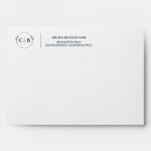 Peach and Cream striped Monogram Self Addressed Envelope