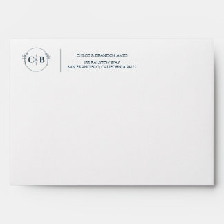Peach and Cream striped Monogram Self Addressed Envelope