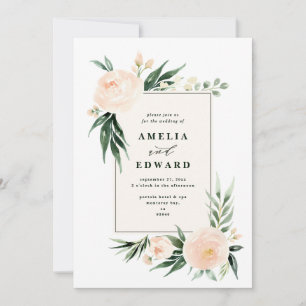 Peach and cream watercolor leaf + foliage wedding
