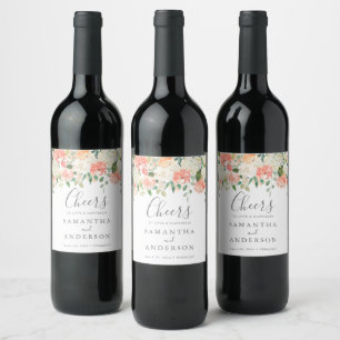 Peach and Cream Wine Bottle Labels