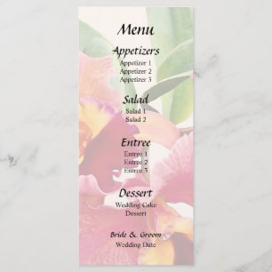 Peach and Crimson Cattleya Orchids Menu