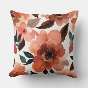 Peach and Earth Floral Cushion