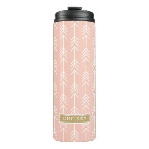 Peach and Gold Arrows Monogram Thermal Tumbler