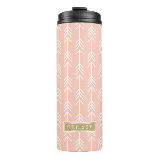 Peach and Gold Arrows Monogram Thermal Tumbler