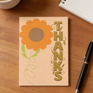 Peach and Gold Flower Thank You Card