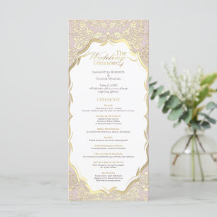 Peach and Gold Monogram Wedding Program Programme