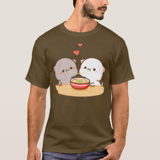 Peach and Goma Mochi Cat Eating Ramen T-Shirt