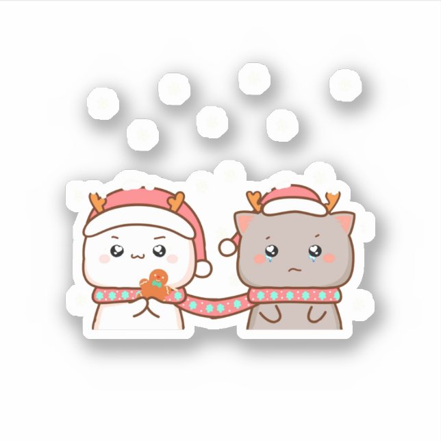 Peach And Goma Mochi Cat, Merry Christmas (Front)