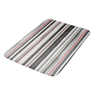 Peach and Gray Abstract Stripes Bath Mat