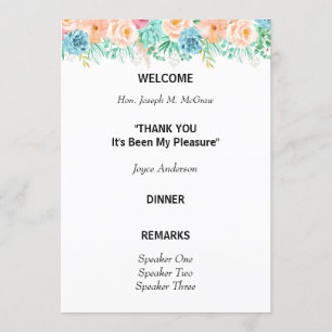 Peach and Green Floral Retirement Program Invitation