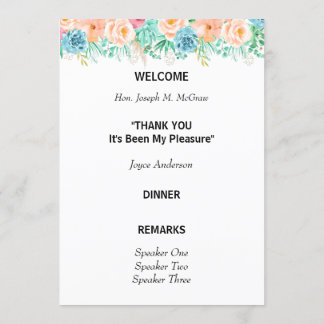 Peach and Green Floral Retirement Program Invitation