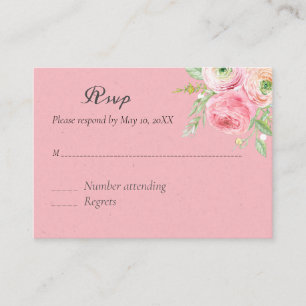 Peach and Green Floral RSVP Enclosure Card