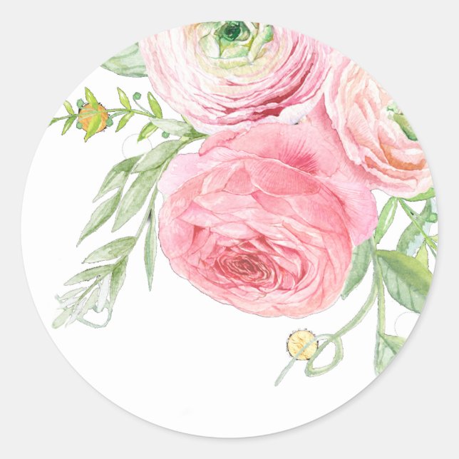 Peach and Green Floral Sticker (Front)