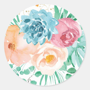 Peach and Green Floral Sticker