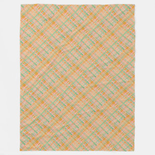 Peach And Green Fuzzy Fleece Blanket
