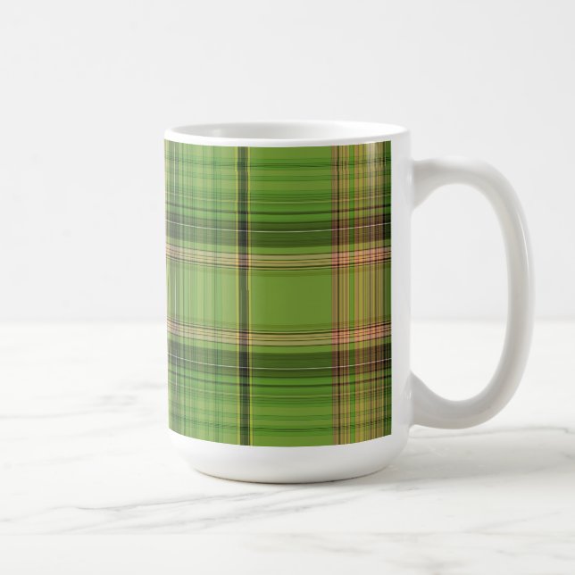Peach and Green Plaid (botm) Coffee Mug (Right)