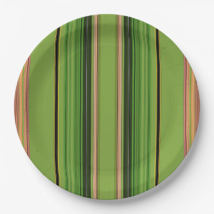 Peach and Green Stripes (botm) Paper Plate