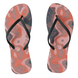 Peach and green Swirl abstract Jandals