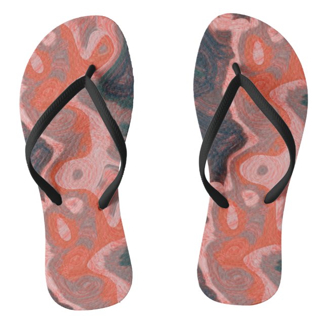 Peach and green Swirl abstract Jandals (Footbed)