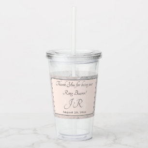 Peach and Grey Marble Ring Bearer Acrylic Tumbler