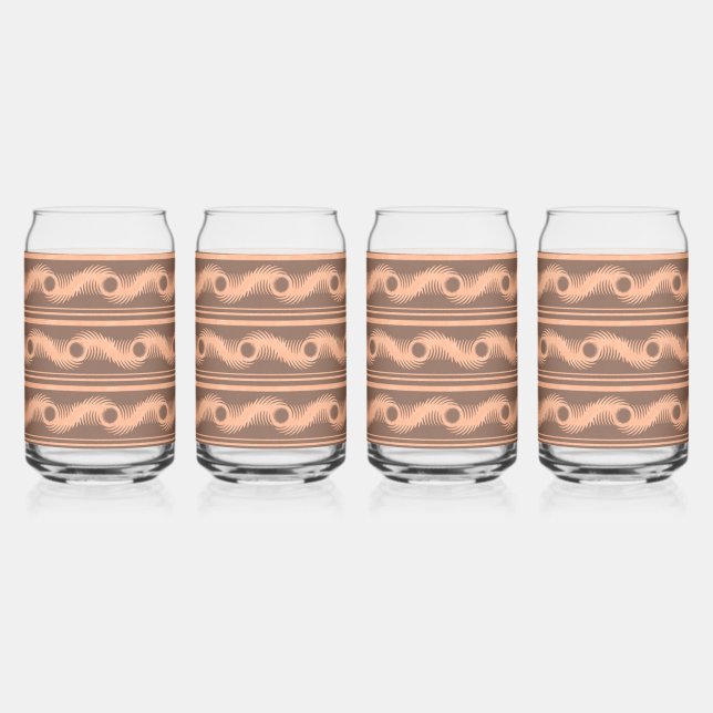 Peach and Mocha Spiral Pattern Can Glass (Front)